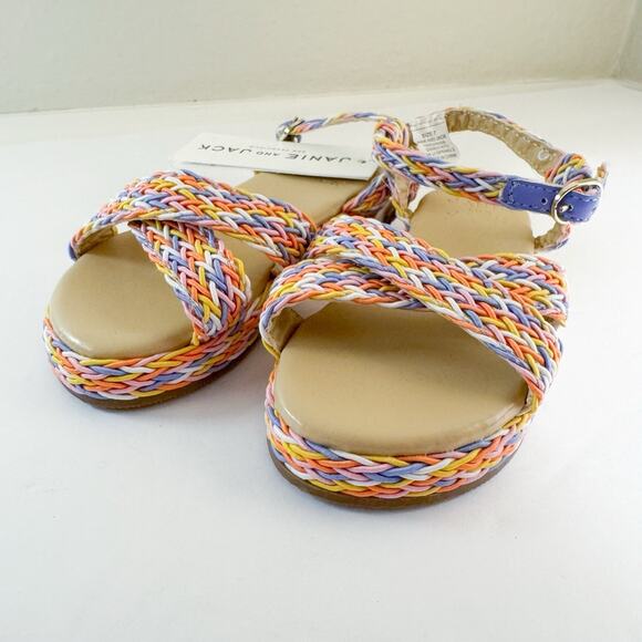 Janie and Jack Girls Braided Espadrille Sandals SIZE 7 Bali Sunset Rainbow NWT - Picture 2 of 9